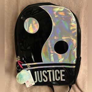 NEW JUSTICE YING YANG HOLOGRAPHIC BACKPACK BACK PACK BOOKBAG BOOK BAG